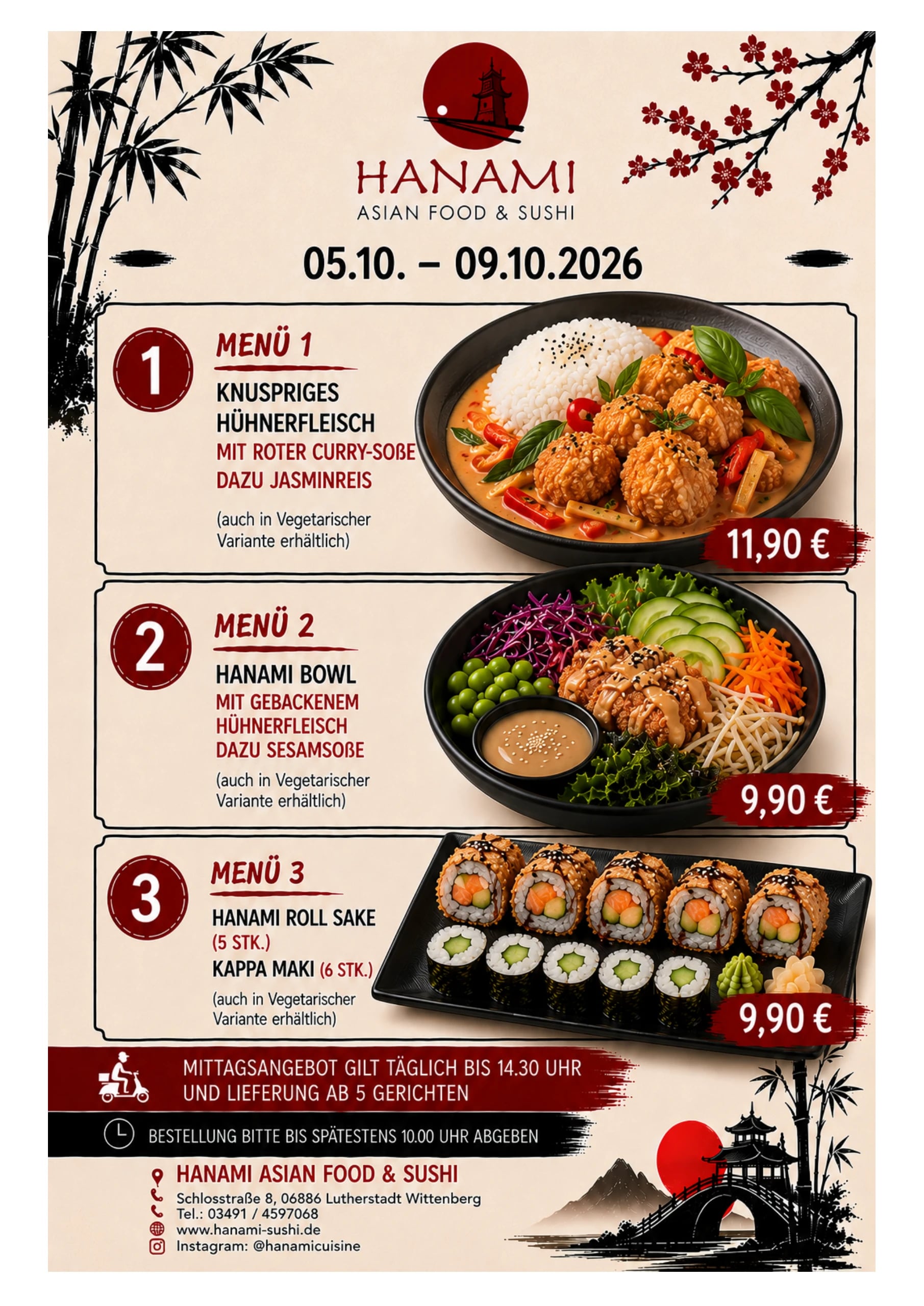 Hanami Asia Food & Sushi - Mittagsangebot vom 05.10. bis 09.10.2026